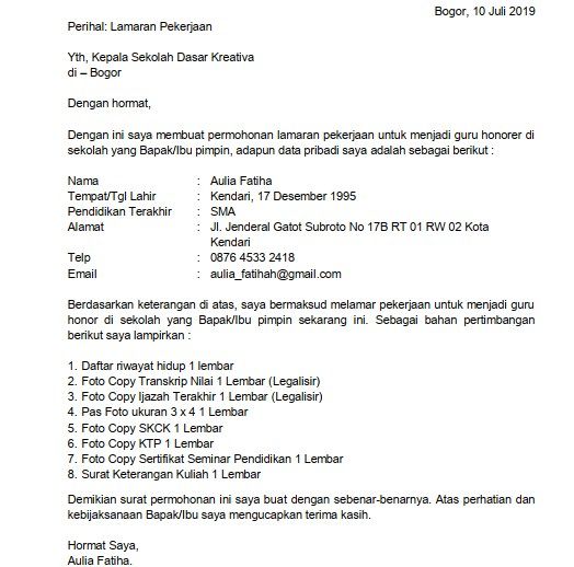 Detail Form Surat Lamaran Kerja Nomer 38