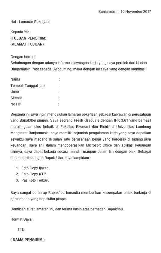 Detail Form Surat Lamaran Kerja Nomer 46