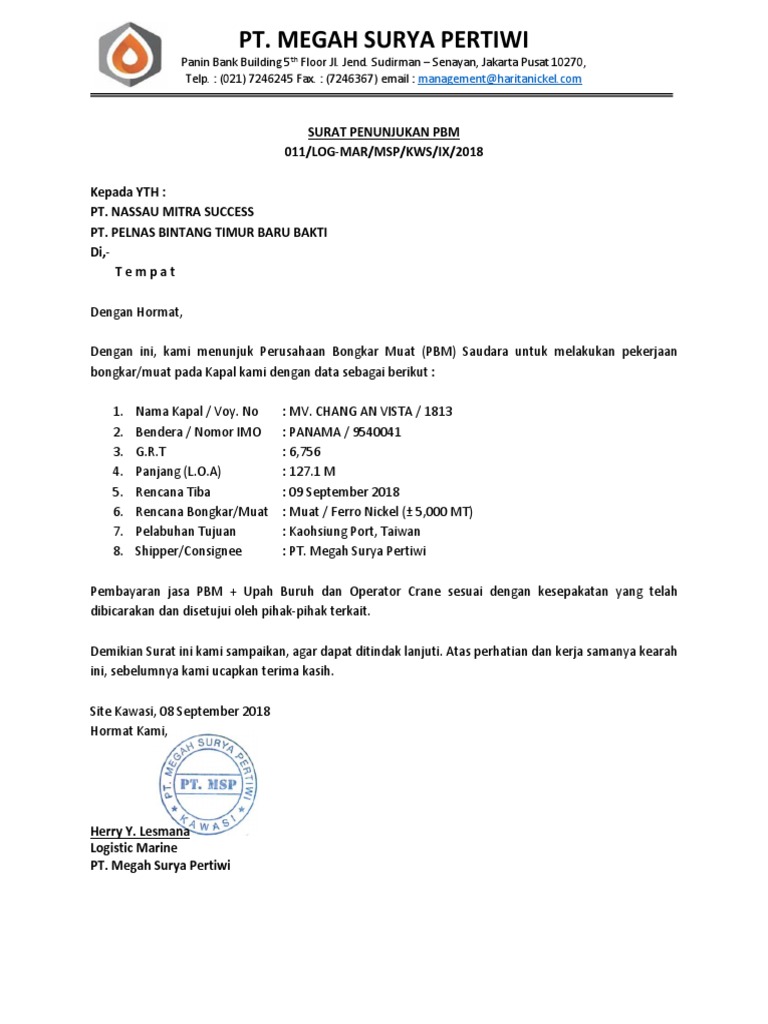 Detail Form Surat Penunjukan Nomer 8