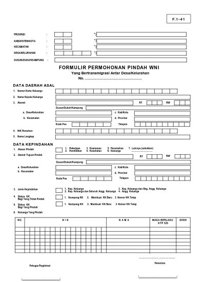 Detail Form Surat Pindah Antar Kecamatan Nomer 15