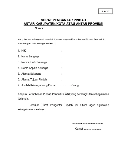 Detail Form Surat Pindah Antar Kecamatan Nomer 10