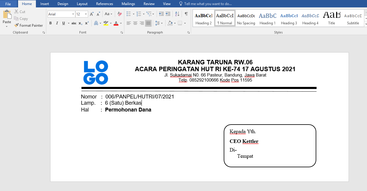 Detail Format Amplop Surat Nomer 17