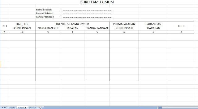 Format Buku Tamu Excel - KibrisPDR