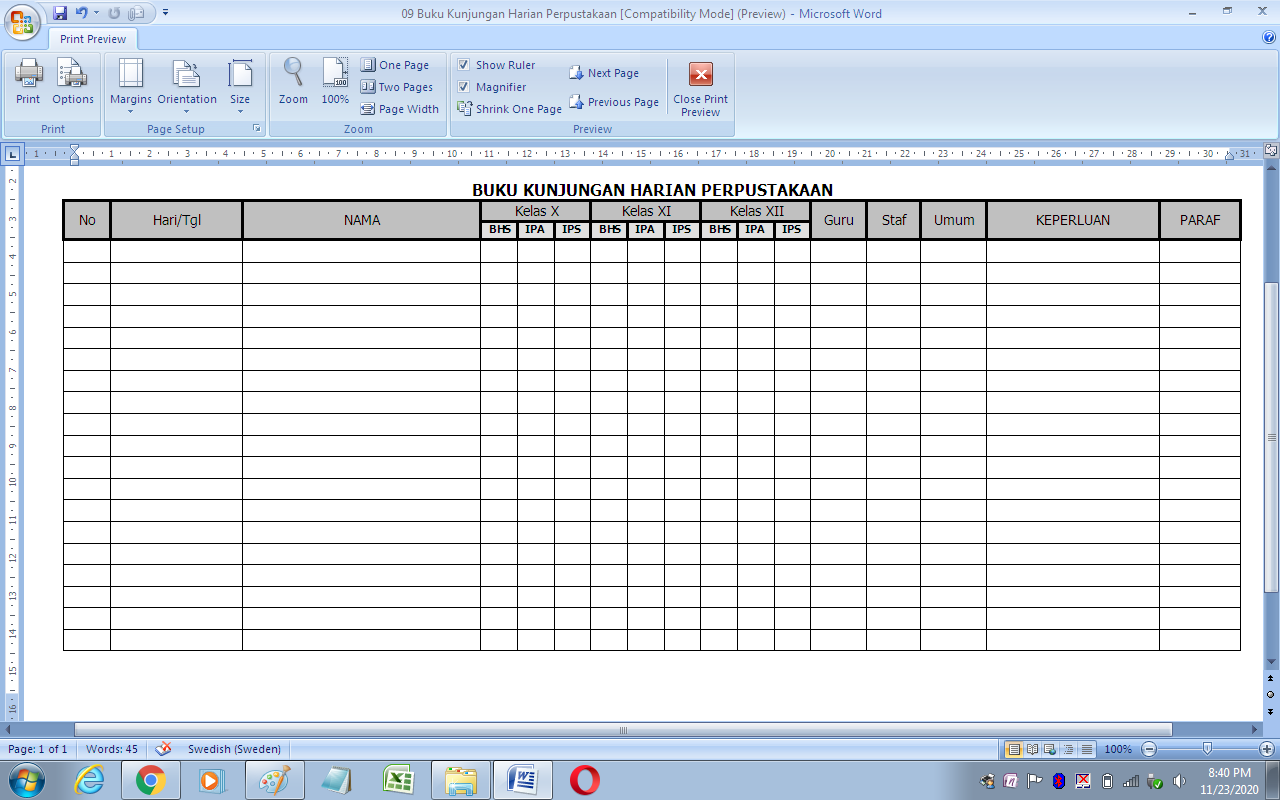 Detail Format Buku Tamu Excel Nomer 45