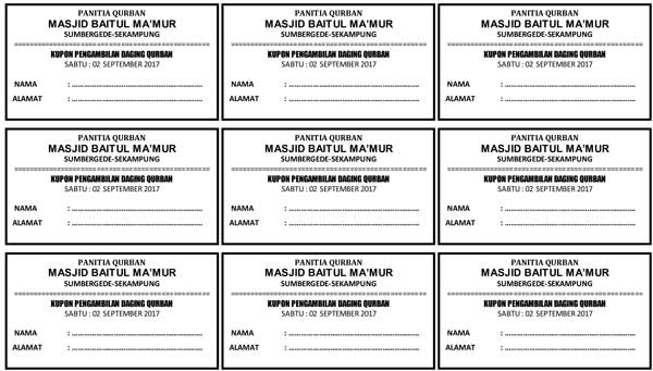 Detail Format Kupon Qurban Excel Nomer 15