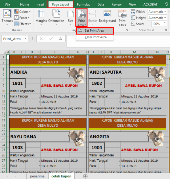 Detail Format Kupon Qurban Excel Nomer 19