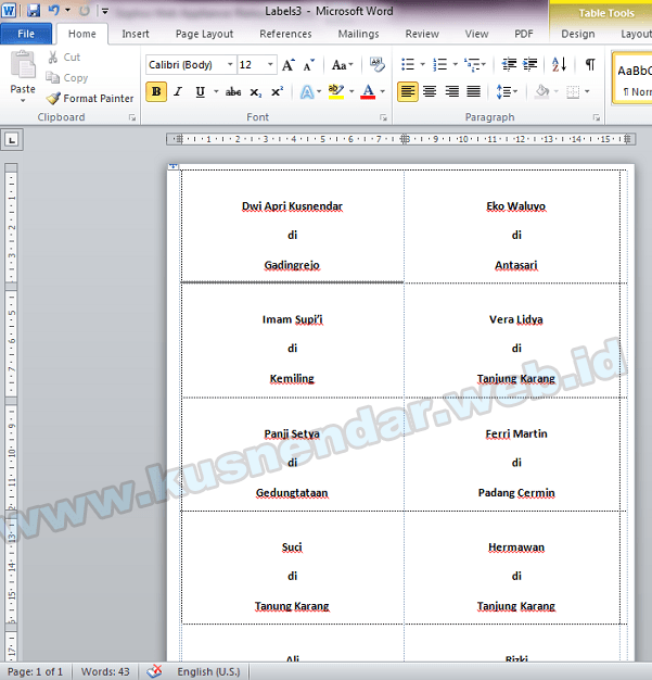 Detail Format Label Undangan 121 Nomer 3