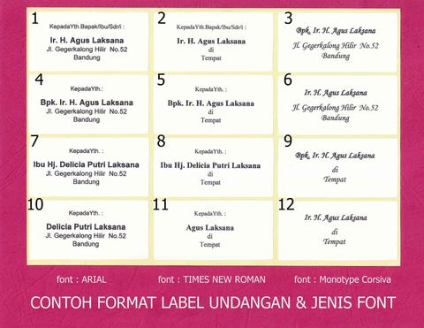 Detail Format Label Undangan Nomer 30