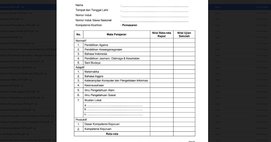 Detail Format Nilai K13 Revisi 2017 Smk Gambar Teknik Nomer 47