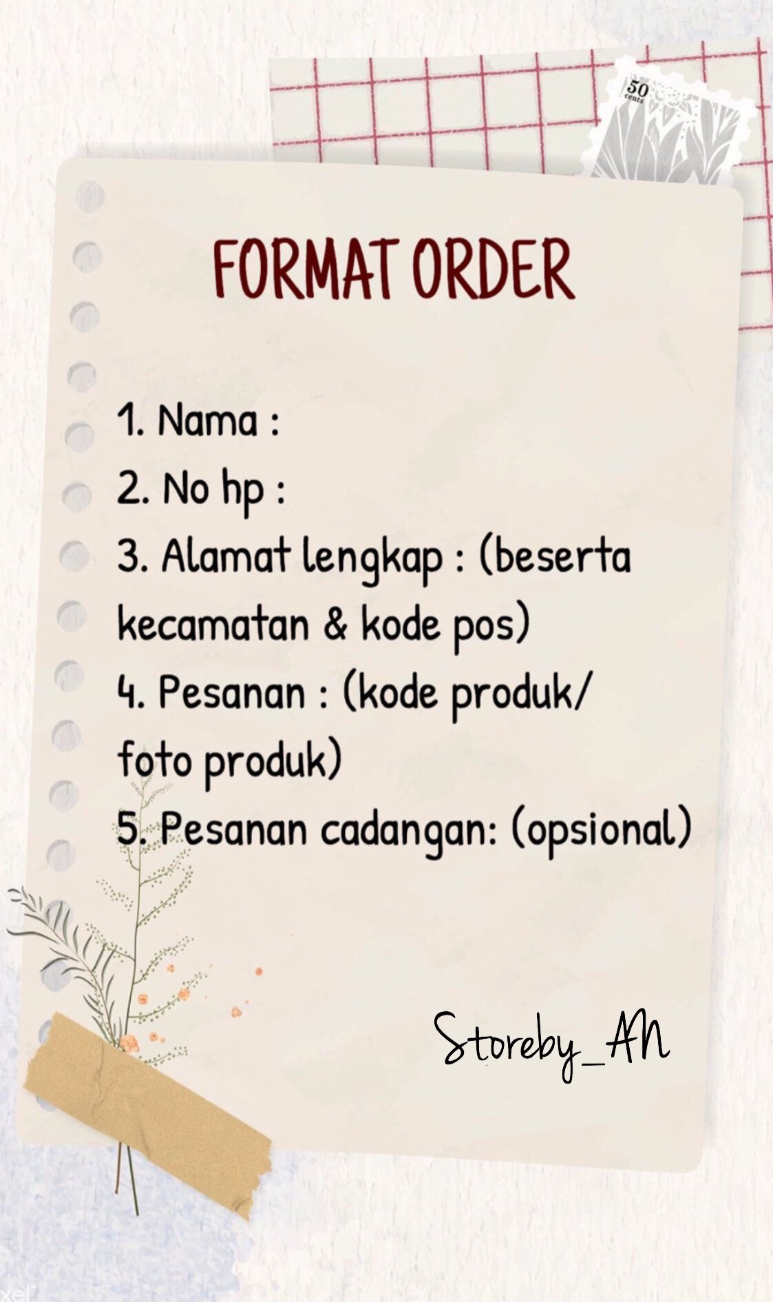 Detail Format Order Pesanan Nomer 7