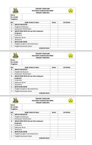 Detail Format Penilaian Kaligrafi Nomer 14