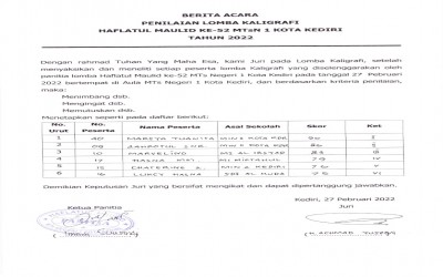 Detail Format Penilaian Kaligrafi Nomer 40