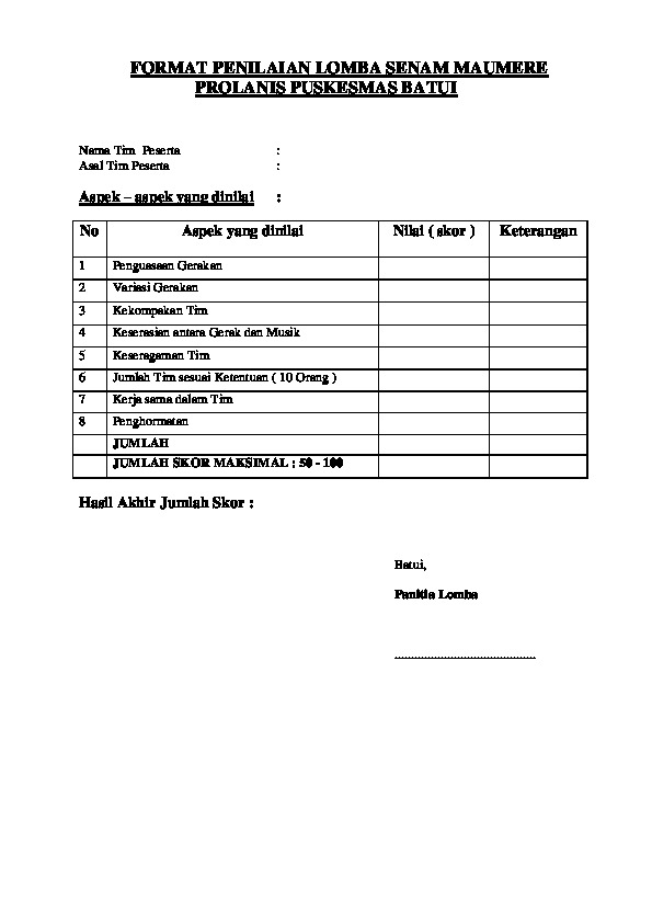 Detail Format Penilaian Kaligrafi Nomer 44