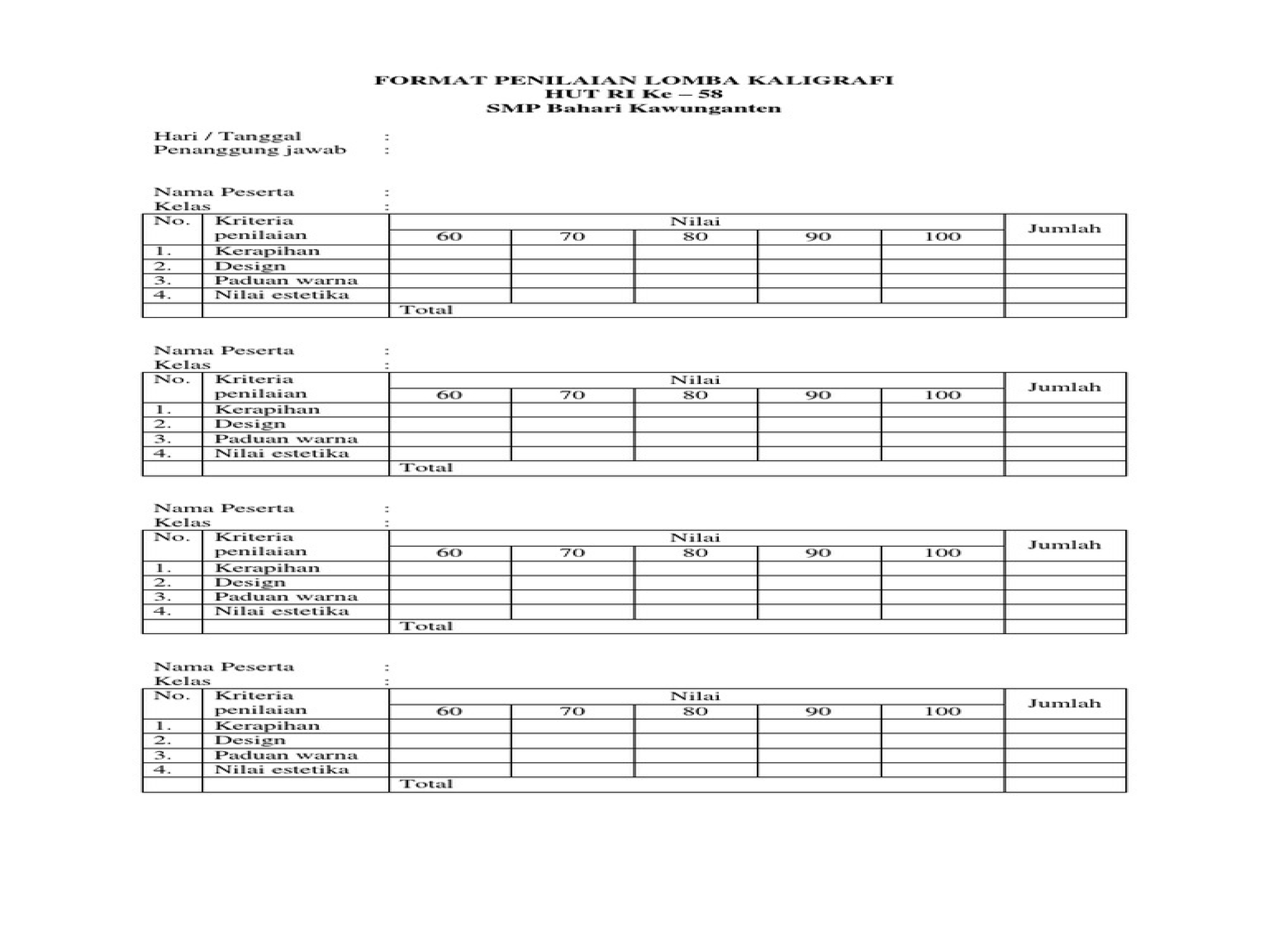 Detail Format Penilaian Lomba Kaligrafi Nomer 22