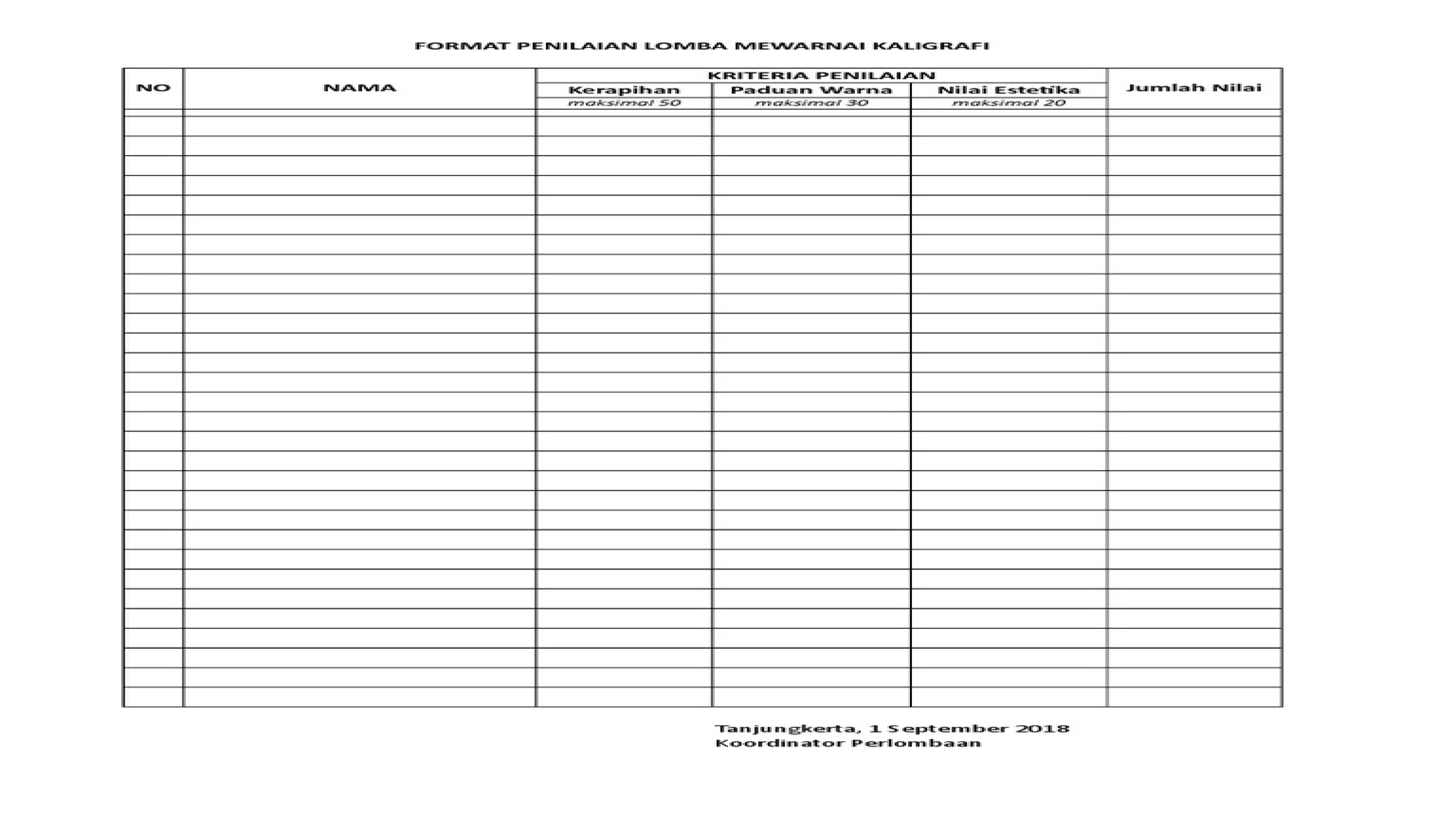 Detail Format Penilaian Lomba Kaligrafi Nomer 29