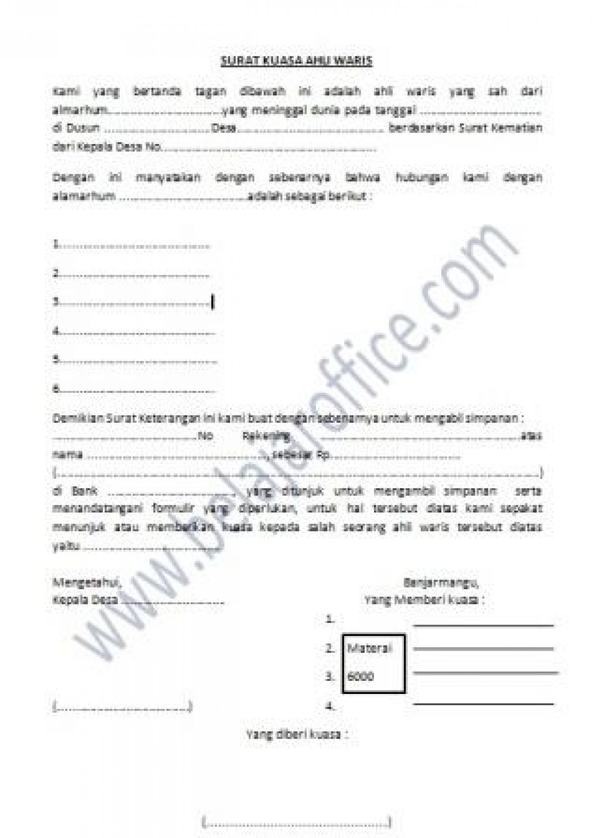 Detail Format Surat Ahli Waris Nomer 11