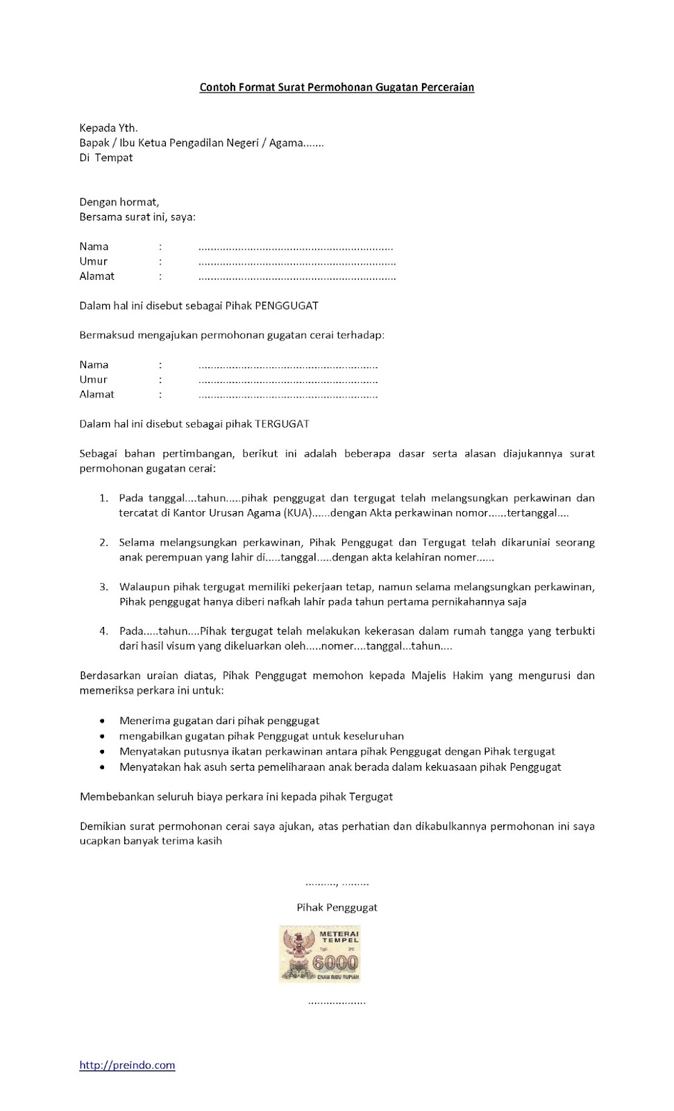 Detail Format Surat Cerai Nomer 13