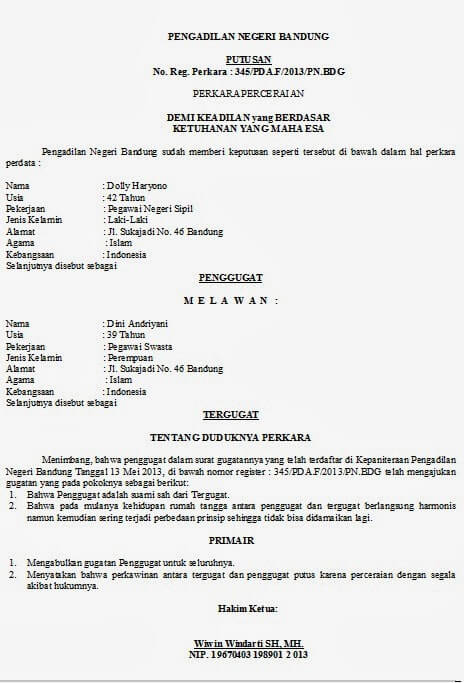 Detail Format Surat Cerai Nomer 18