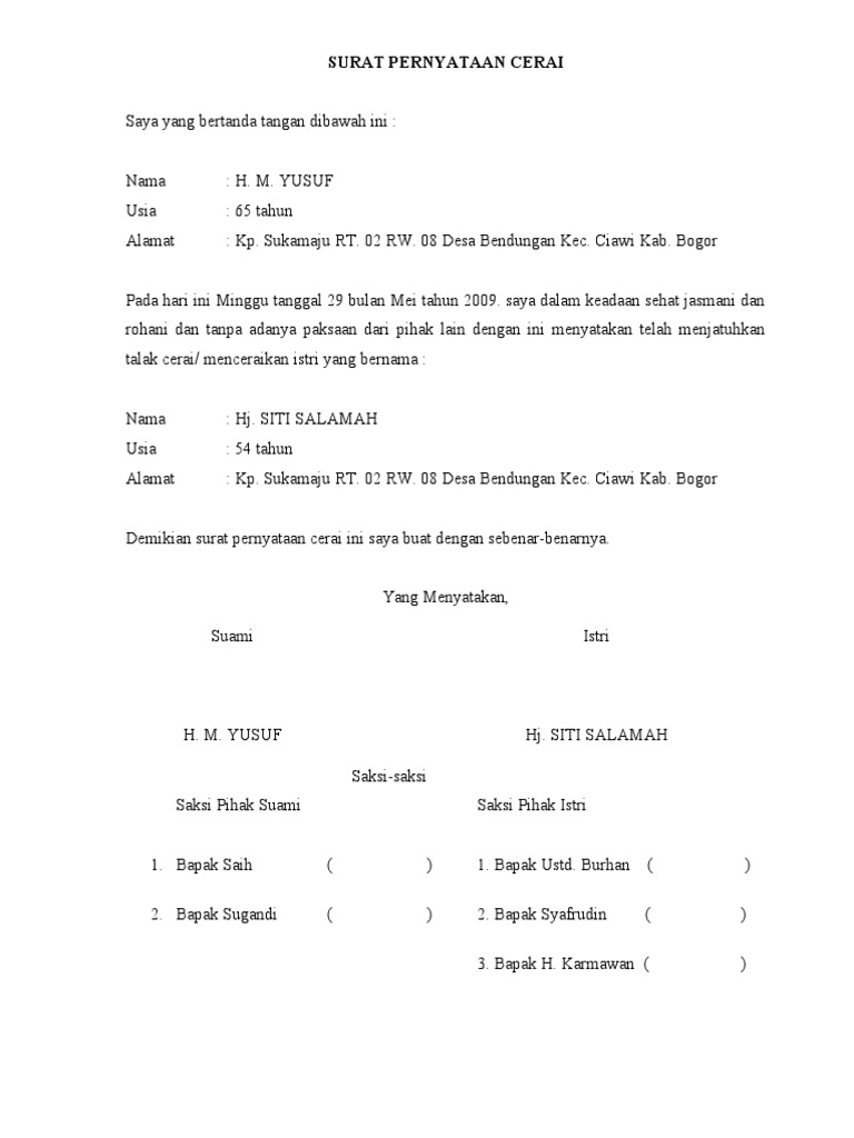 Detail Format Surat Cerai Nomer 26