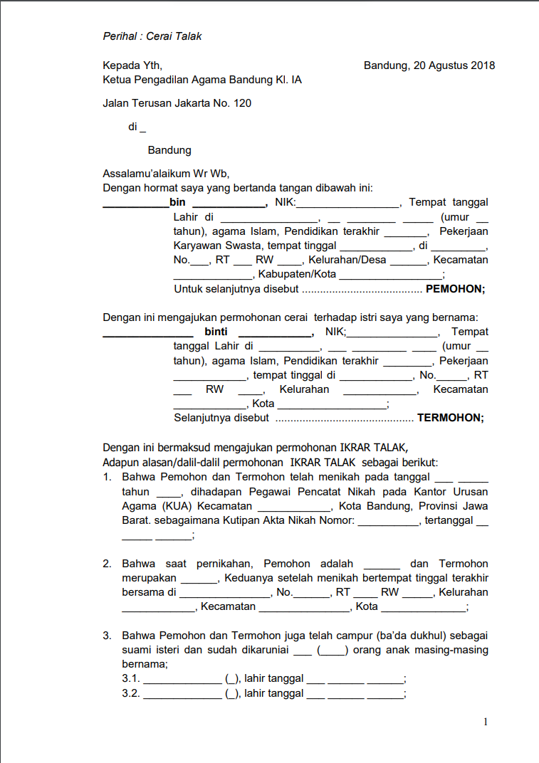 Detail Format Surat Cerai Nomer 30