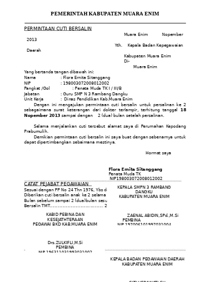 Detail Format Surat Cuti Pns Nomer 32