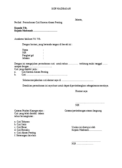 Detail Format Surat Cuti Pns Nomer 4