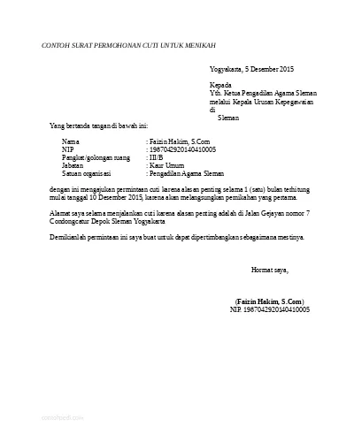 Detail Format Surat Cuti Pns Nomer 35