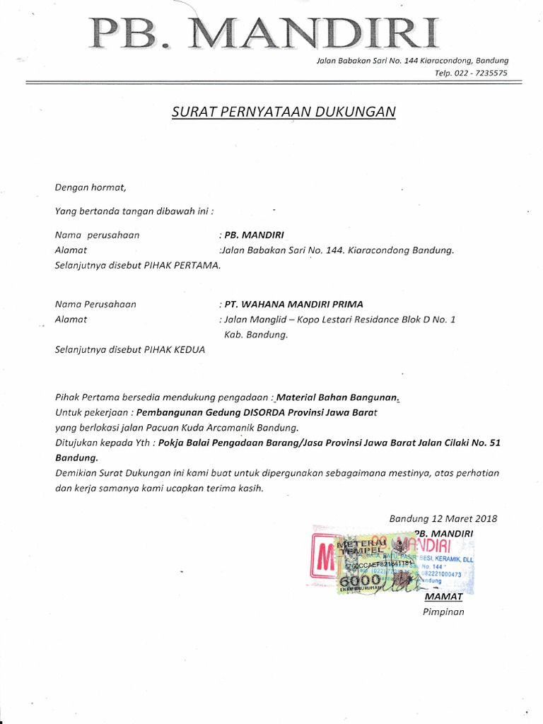 Detail Format Surat Dukungan Nomer 12