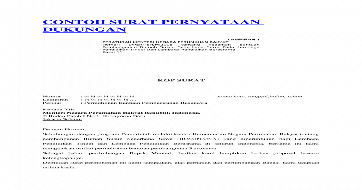 Download Format Surat Dukungan Nomer 32