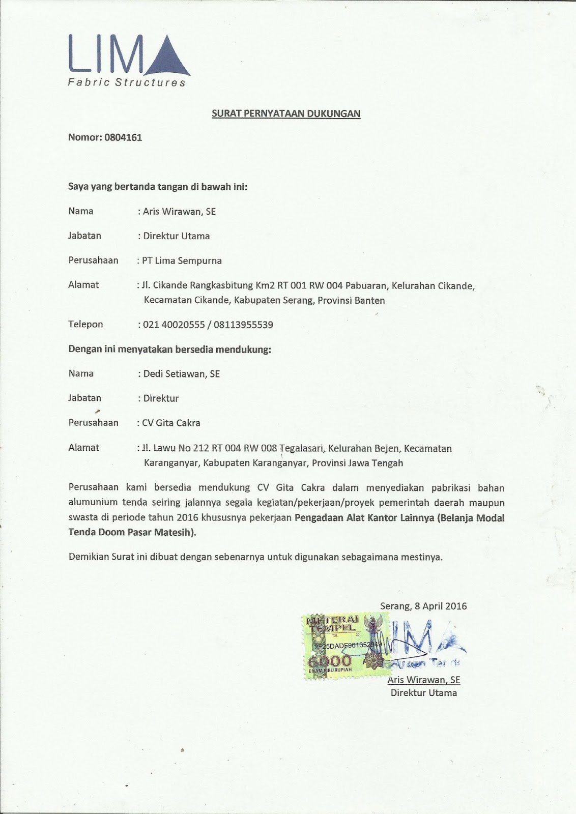 Detail Format Surat Dukungan Nomer 5