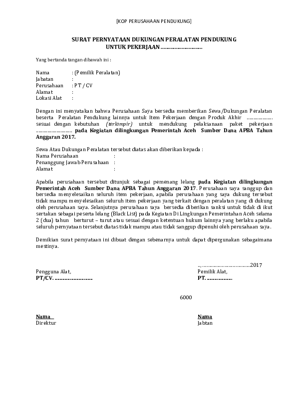 Detail Format Surat Dukungan Nomer 6