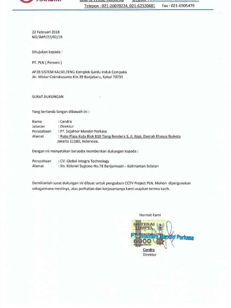 Detail Format Surat Dukungan Nomer 10