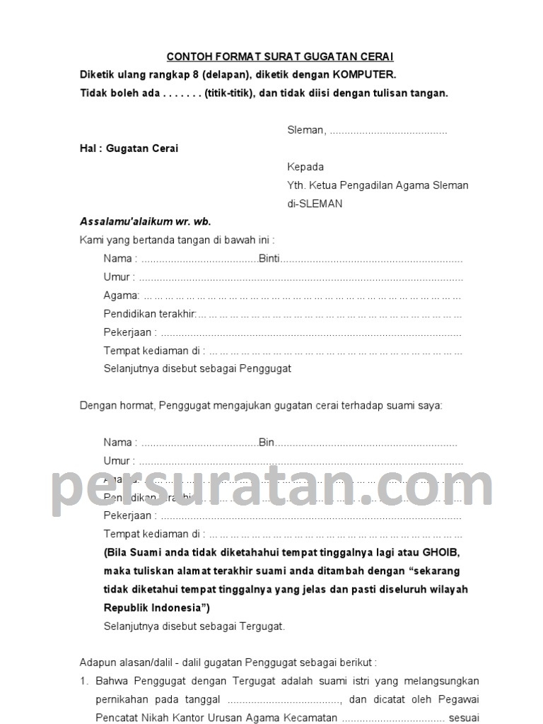 Detail Format Surat Gugatan Nomer 48