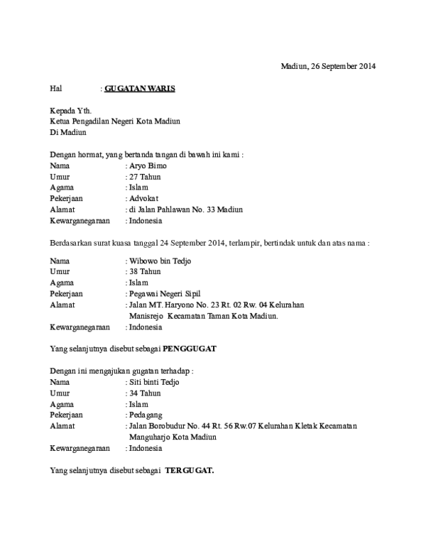 Detail Format Surat Gugatan Nomer 51