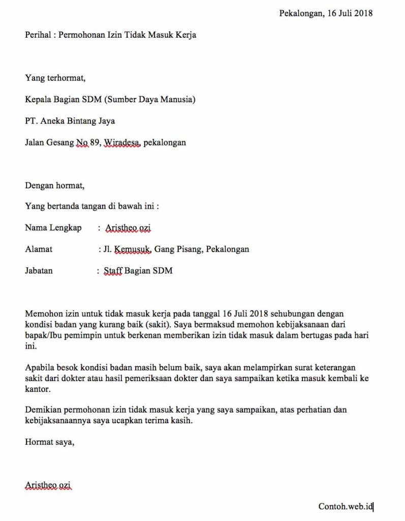 Detail Format Surat Izin Nomer 7