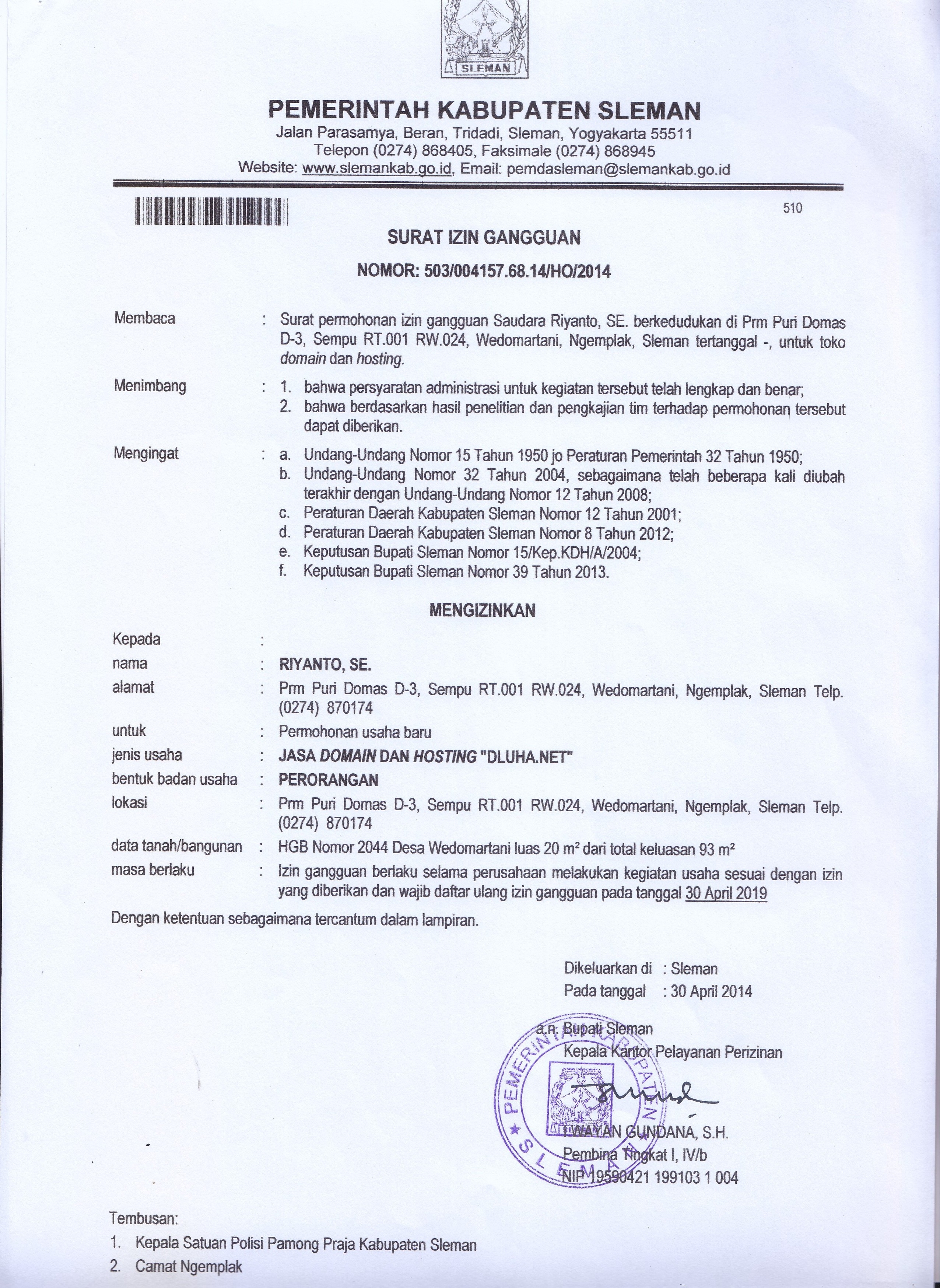 Detail Format Surat Izin Tempat Usaha Nomer 42