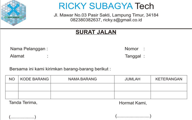 Detail Format Surat Jalan Nomer 39