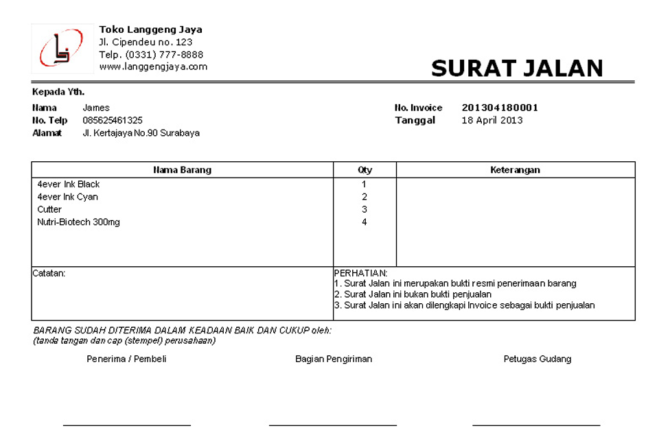 Detail Format Surat Jalan Barang Nomer 8