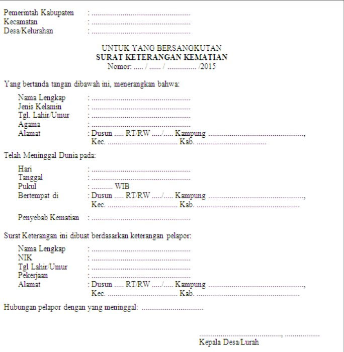 Detail Format Surat Kematian Nomer 12