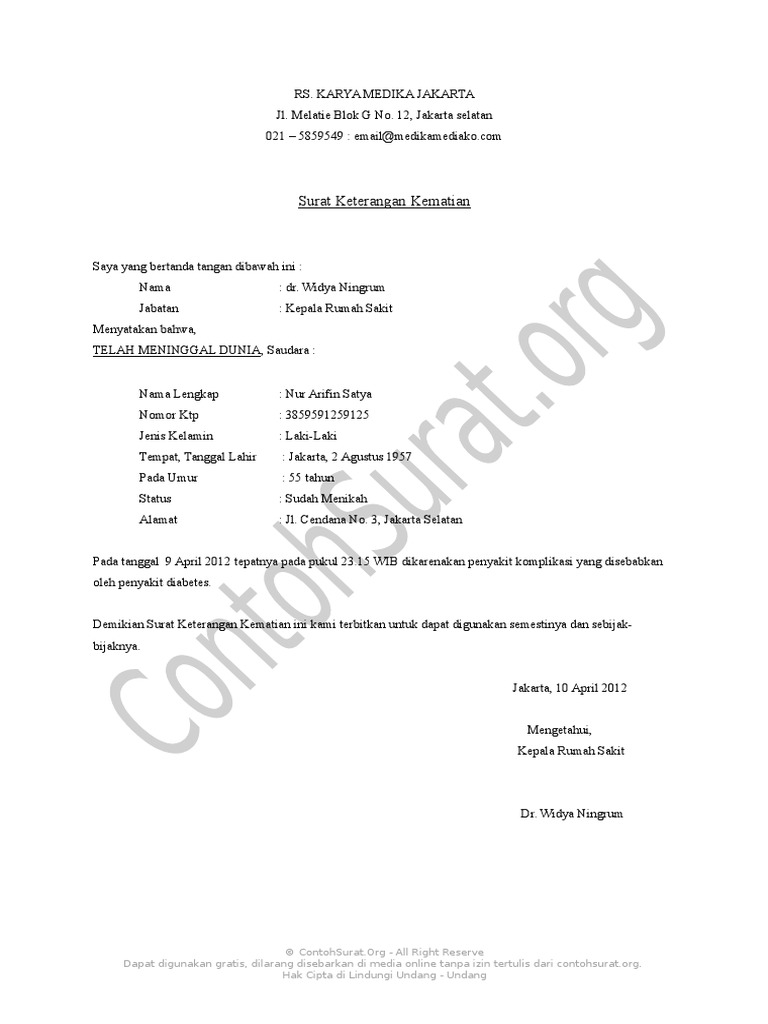 Detail Format Surat Kematian Nomer 27