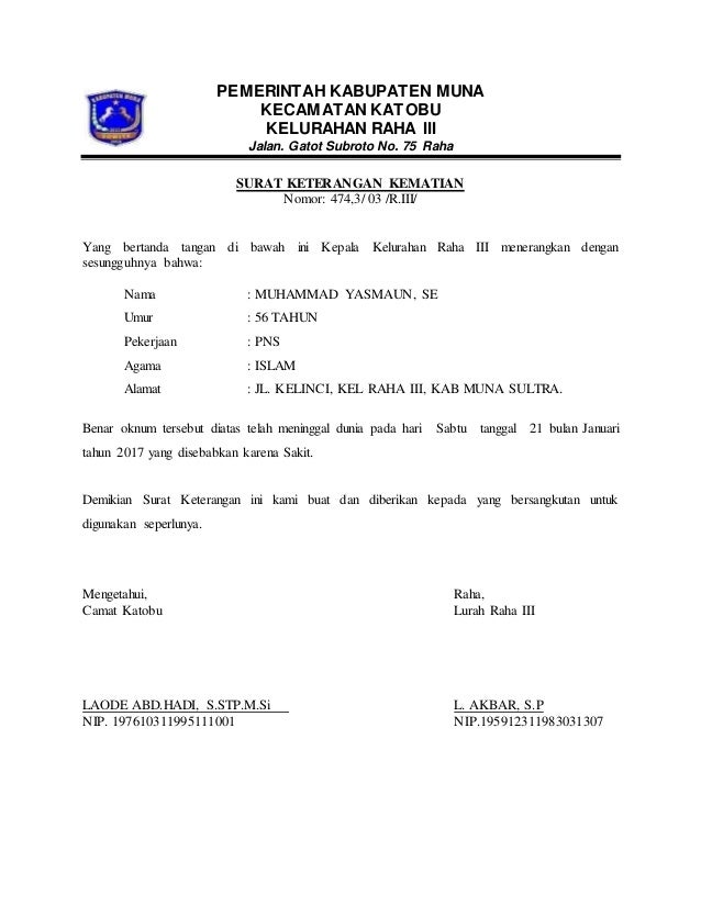 Detail Format Surat Kematian Nomer 40