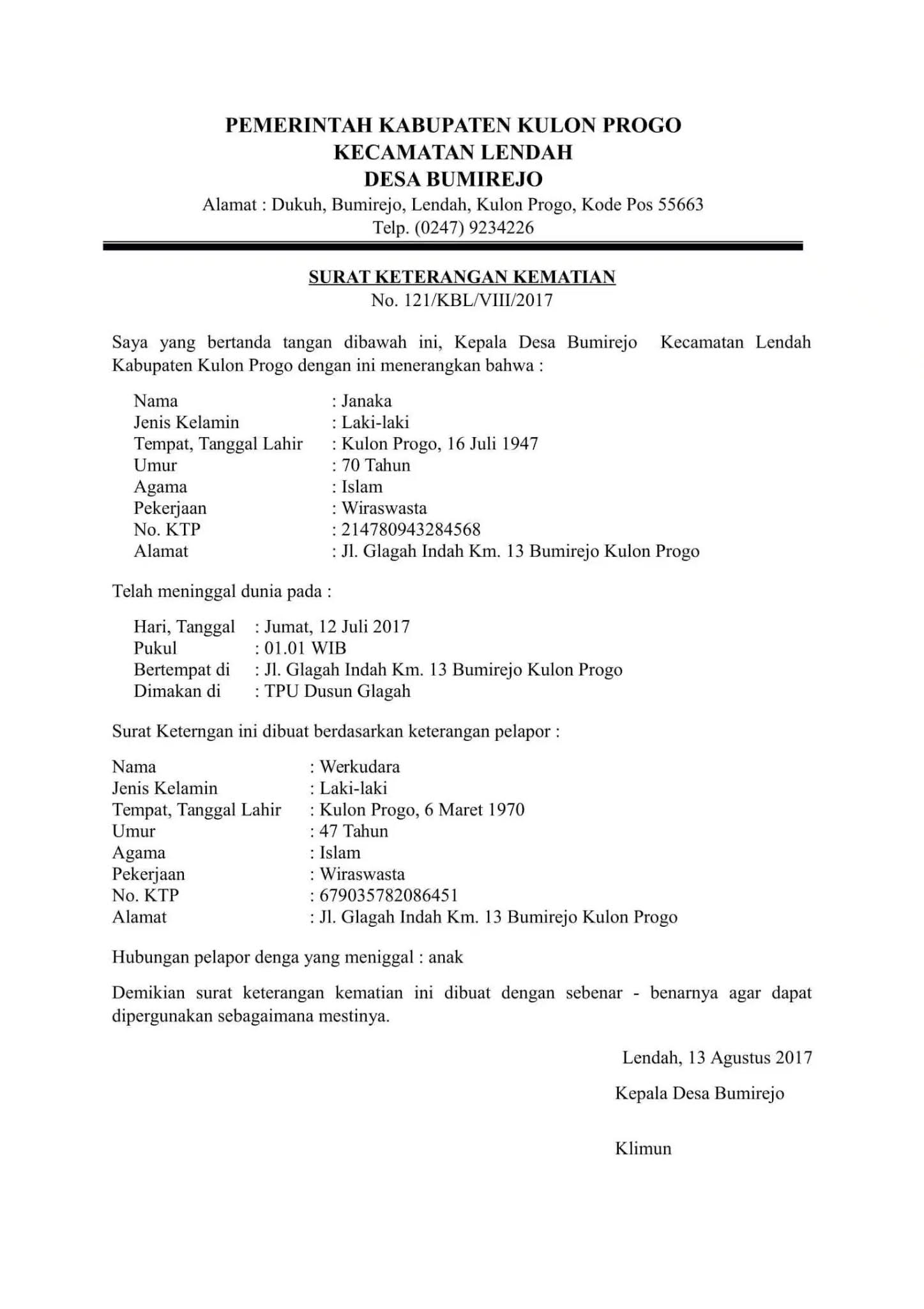 Detail Format Surat Kematian Nomer 6