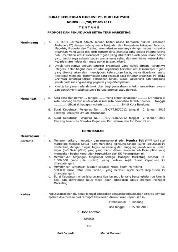 Detail Format Surat Keputusan Nomer 8