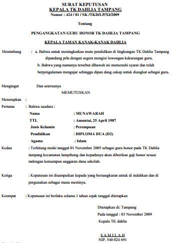 Detail Format Surat Keputusan Nomer 39