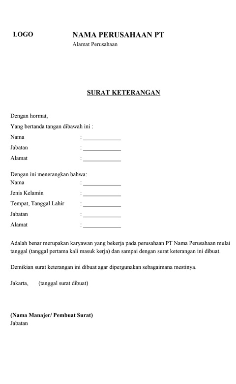 Format Surat Keterangan - KibrisPDR