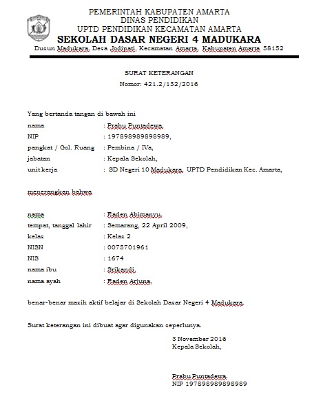 Detail Format Surat Keterangan Nomer 22