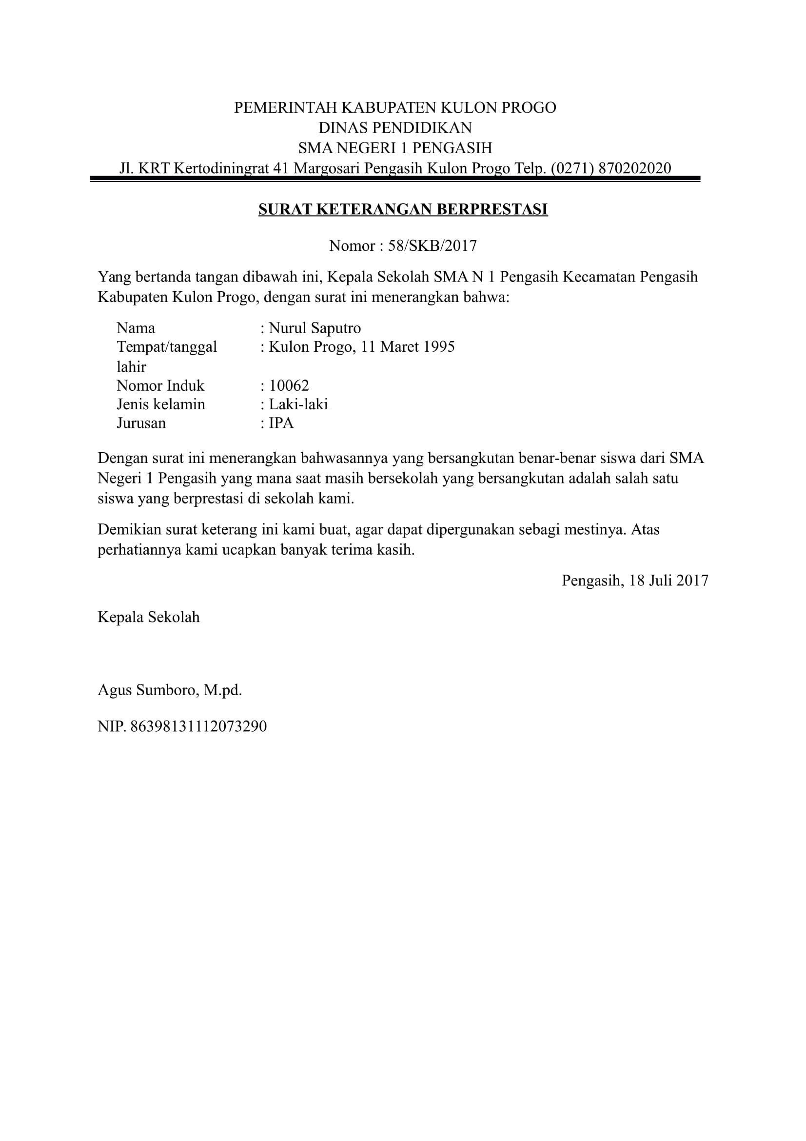 Detail Format Surat Keterangan Nomer 7