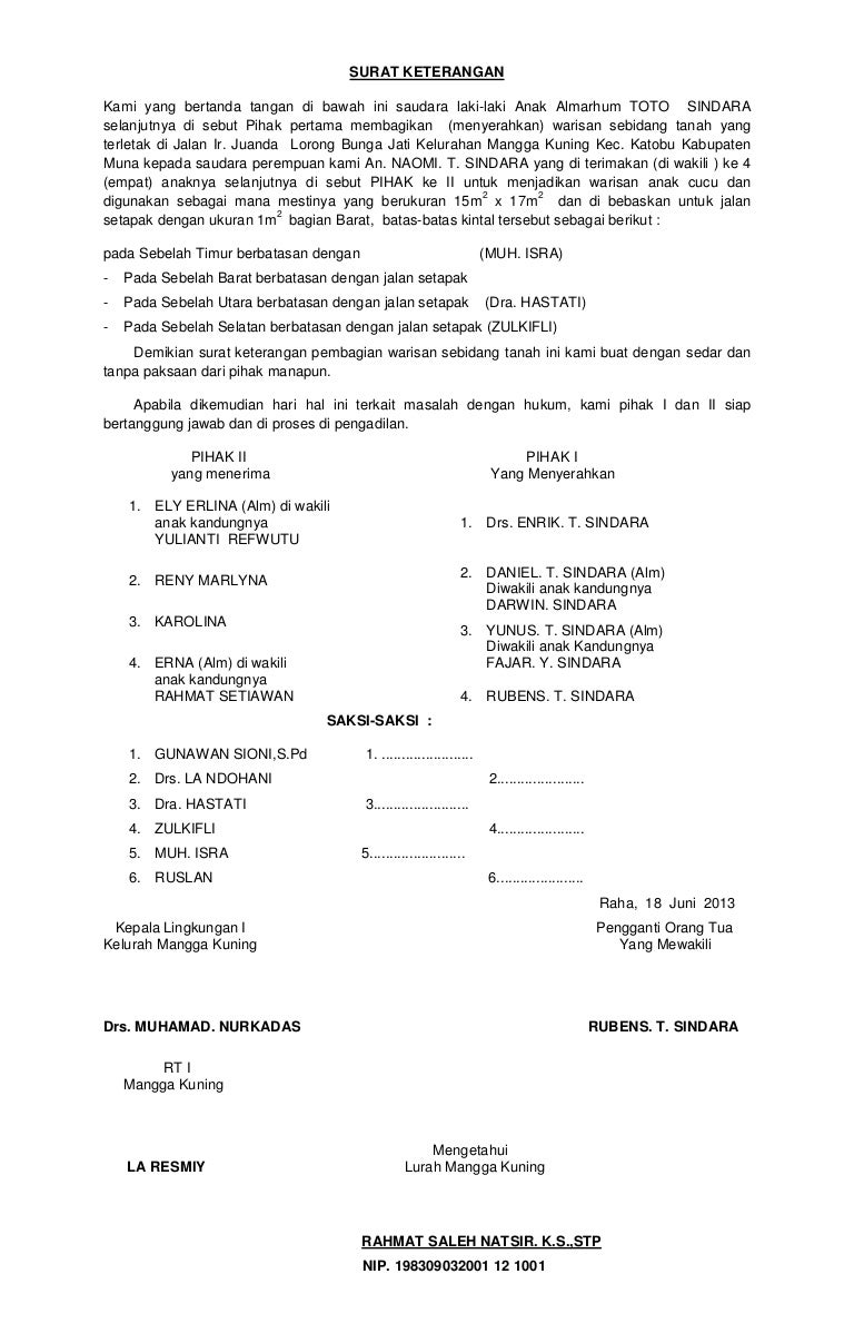 Detail Format Surat Keterangan Ahli Waris Nomer 48