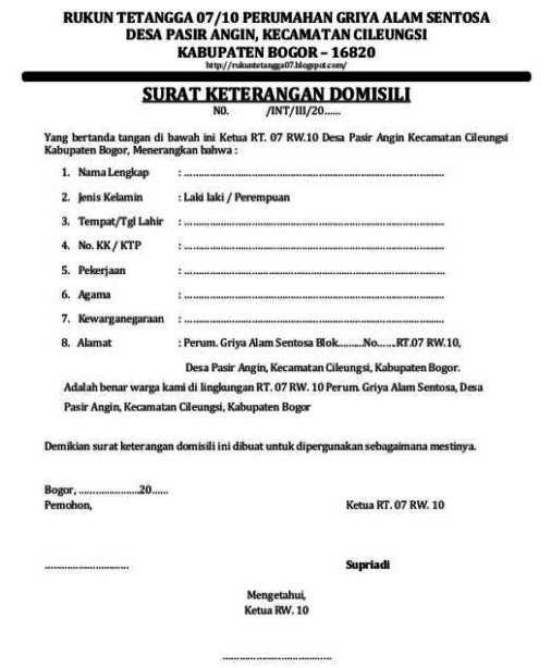 Detail Format Surat Keterangan Domisili Nomer 12