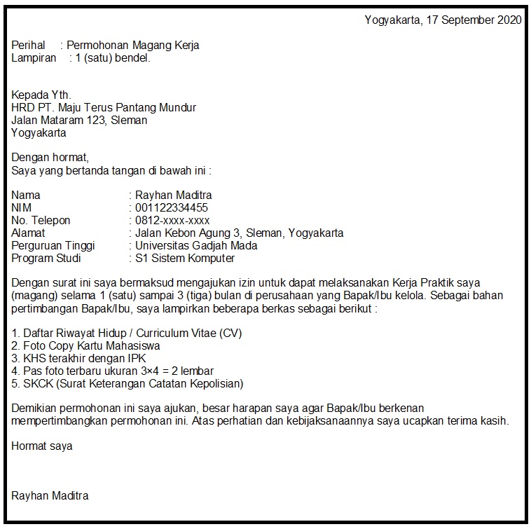 Detail Format Surat Keterangan Magang Nomer 52